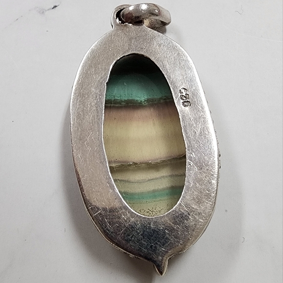 Rainbow Fluorite Pendant - Sterling Silver - Picture 8 of 10